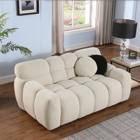 Light Brown Bouclé 2-Seater Sofa