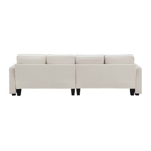 Modern Linen Sofa with Armrest Pockets and Pillows