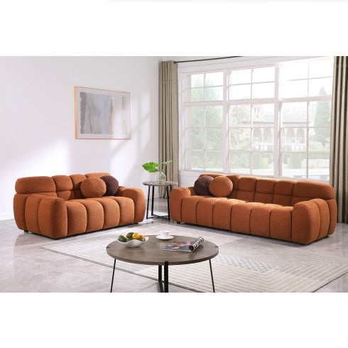 Light Brown Bouclé 2-Seater Sofa