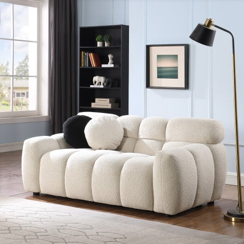 Light Brown Bouclé 2-Seater Sofa