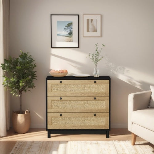 3-Drawer Rope Woven Storage Cabinet