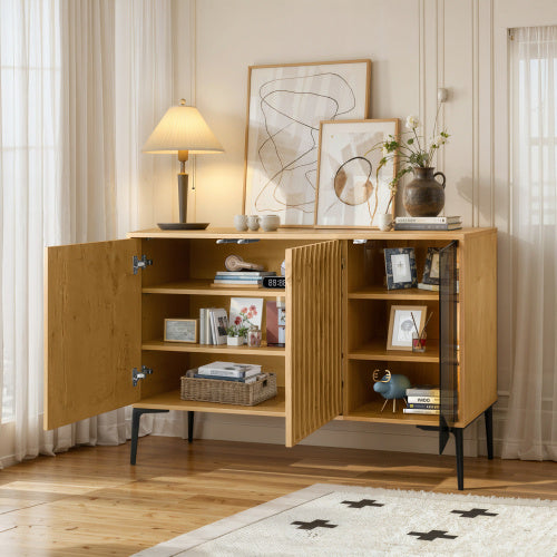 Wooden storage table with light