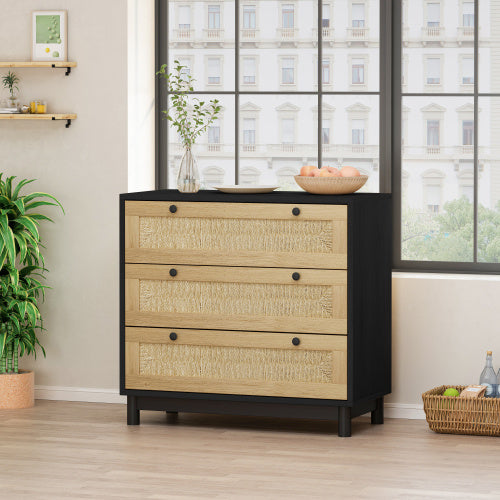 3-Drawer Rope Woven Storage Cabinet