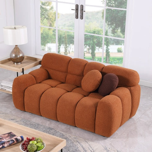 Light Brown Bouclé 2-Seater Sofa